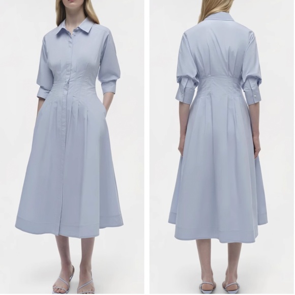 BEST Simkhai The Jazz Midi Dress - Periwinkle Sky Ice Blue Pleated Fit Flare